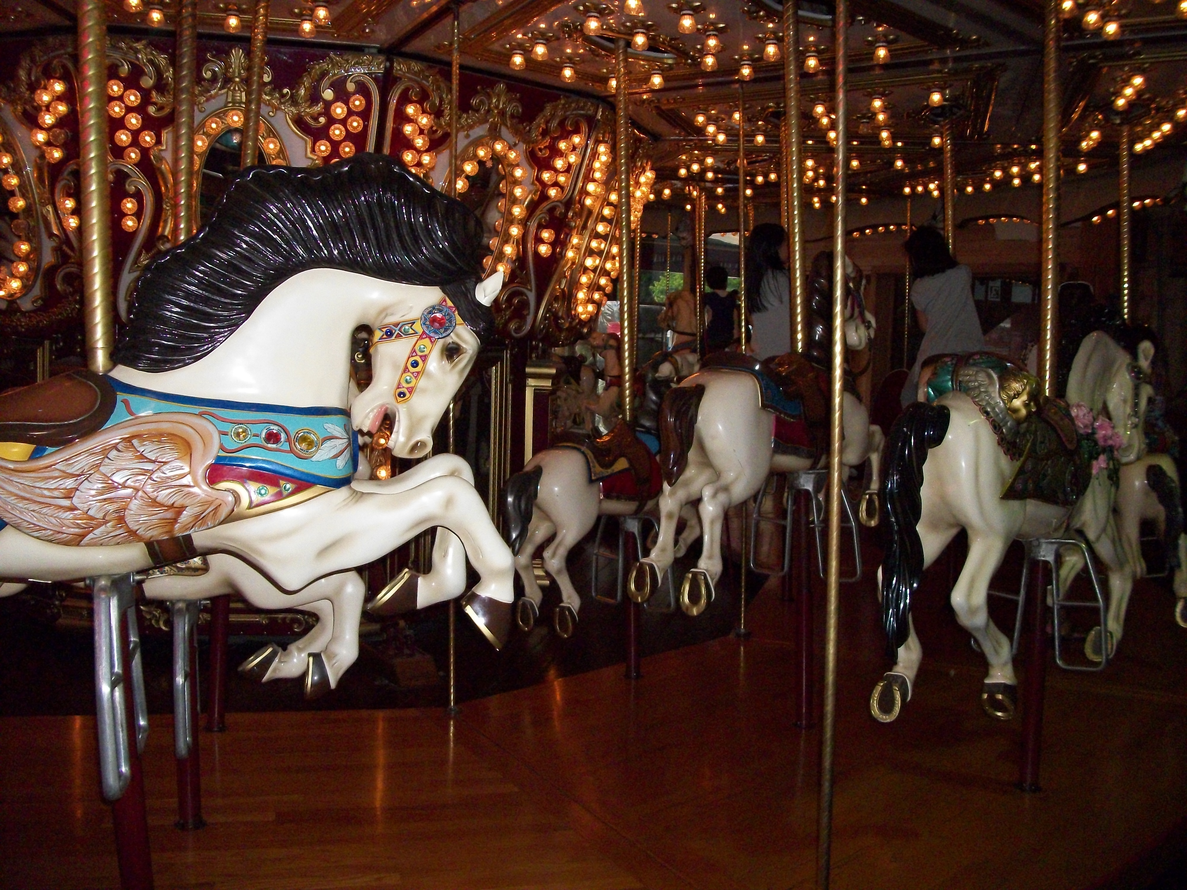 brass frame white horse carousel