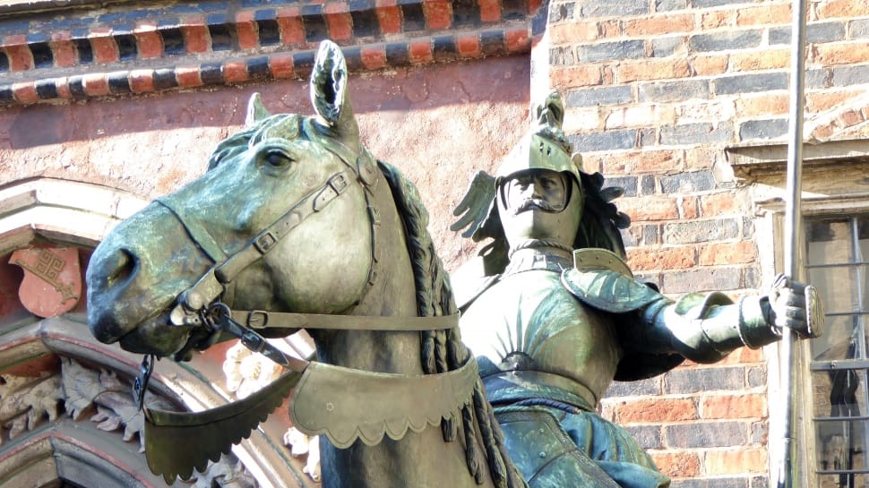 armored man riding a horse statue preview