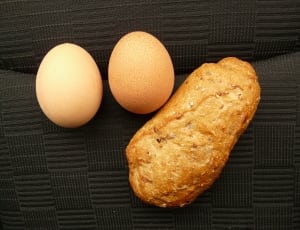 2 brown eggs and bread thumbnail