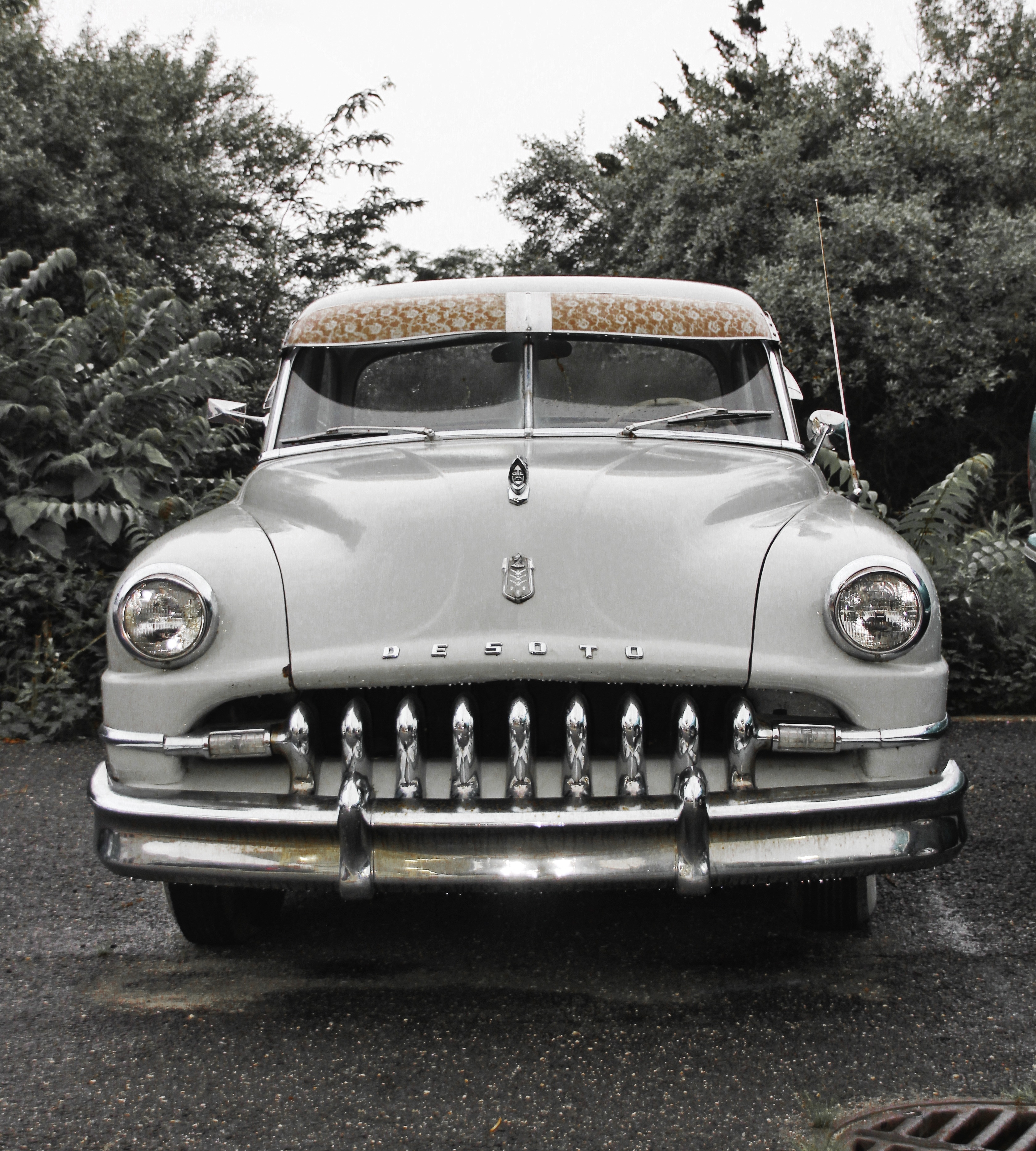 grey and brown desoto classic car