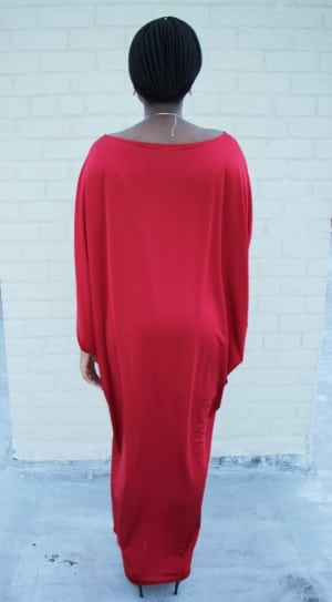 women's red scoop neck dress thumbnail
