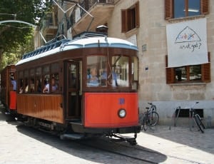 red and brown tram thumbnail