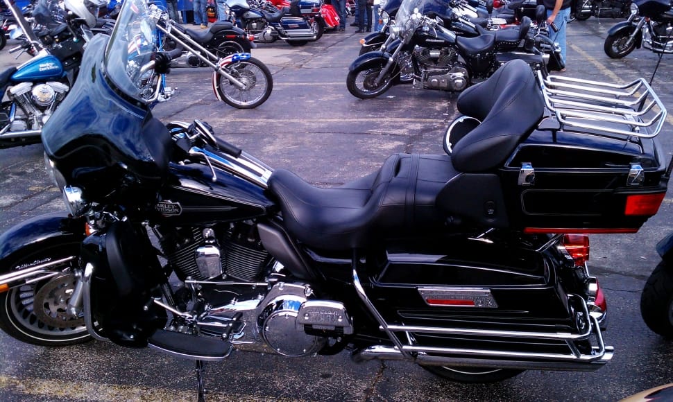black and chrome touring motorcycle preview