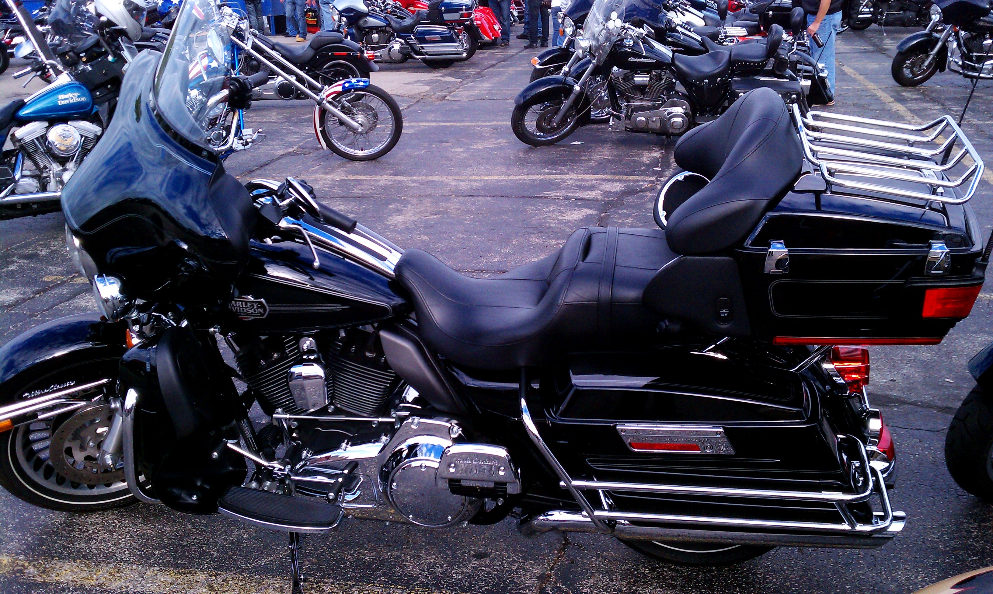 black and chrome touring motorcycle