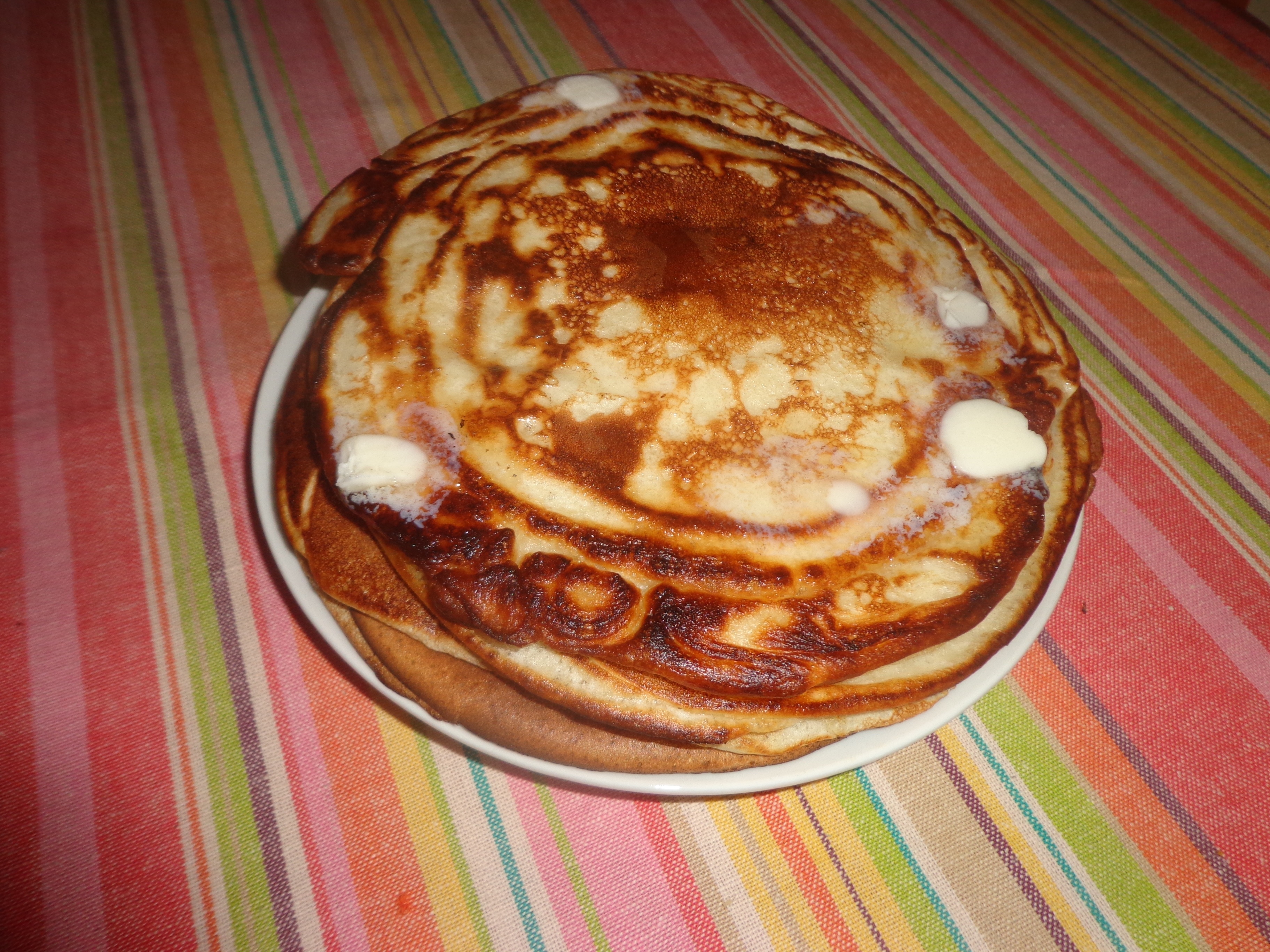 pancakes and white ceramic plate