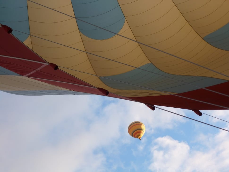 yellow blue and red hot air balloon preview