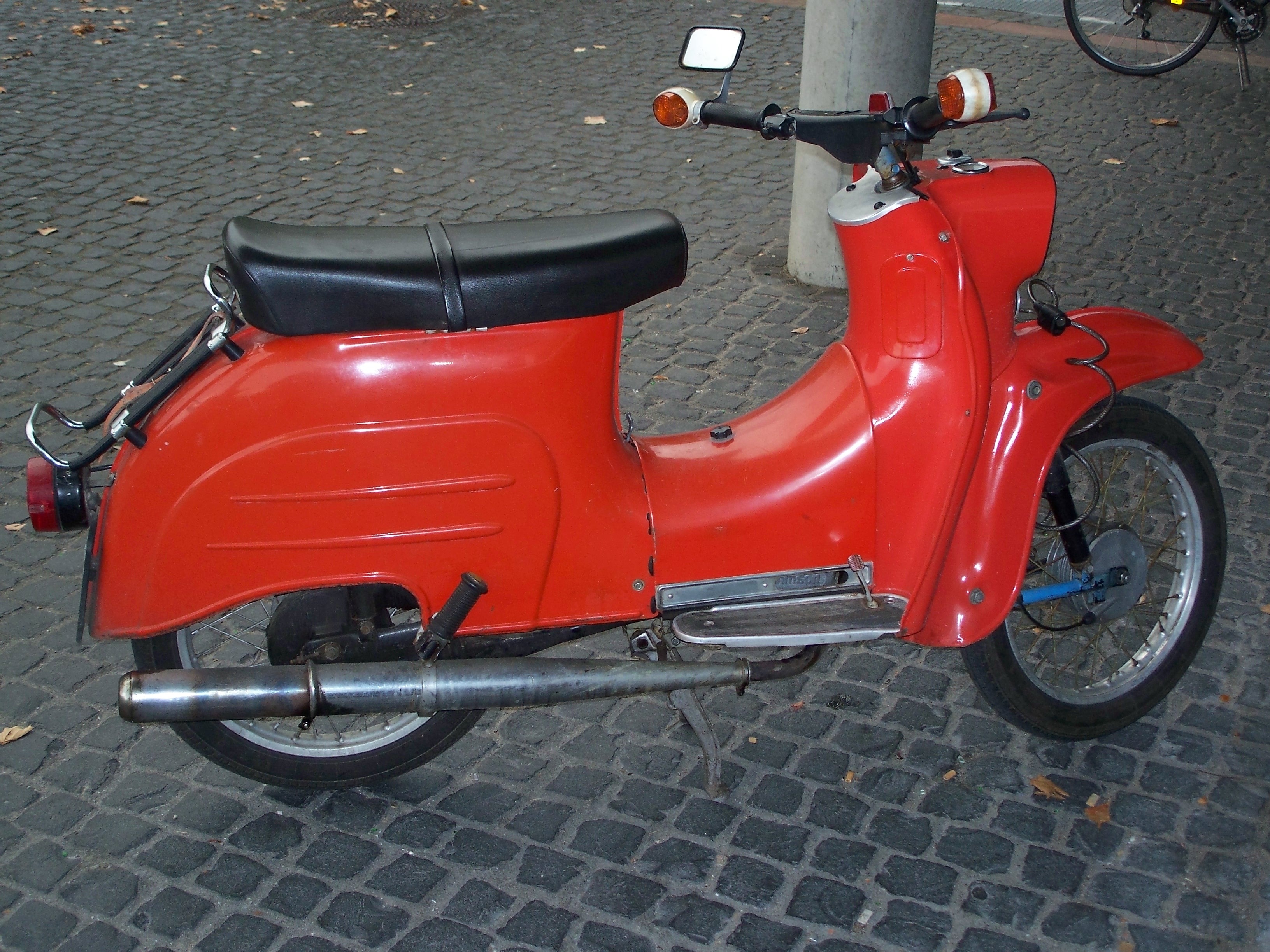 red motor scooter