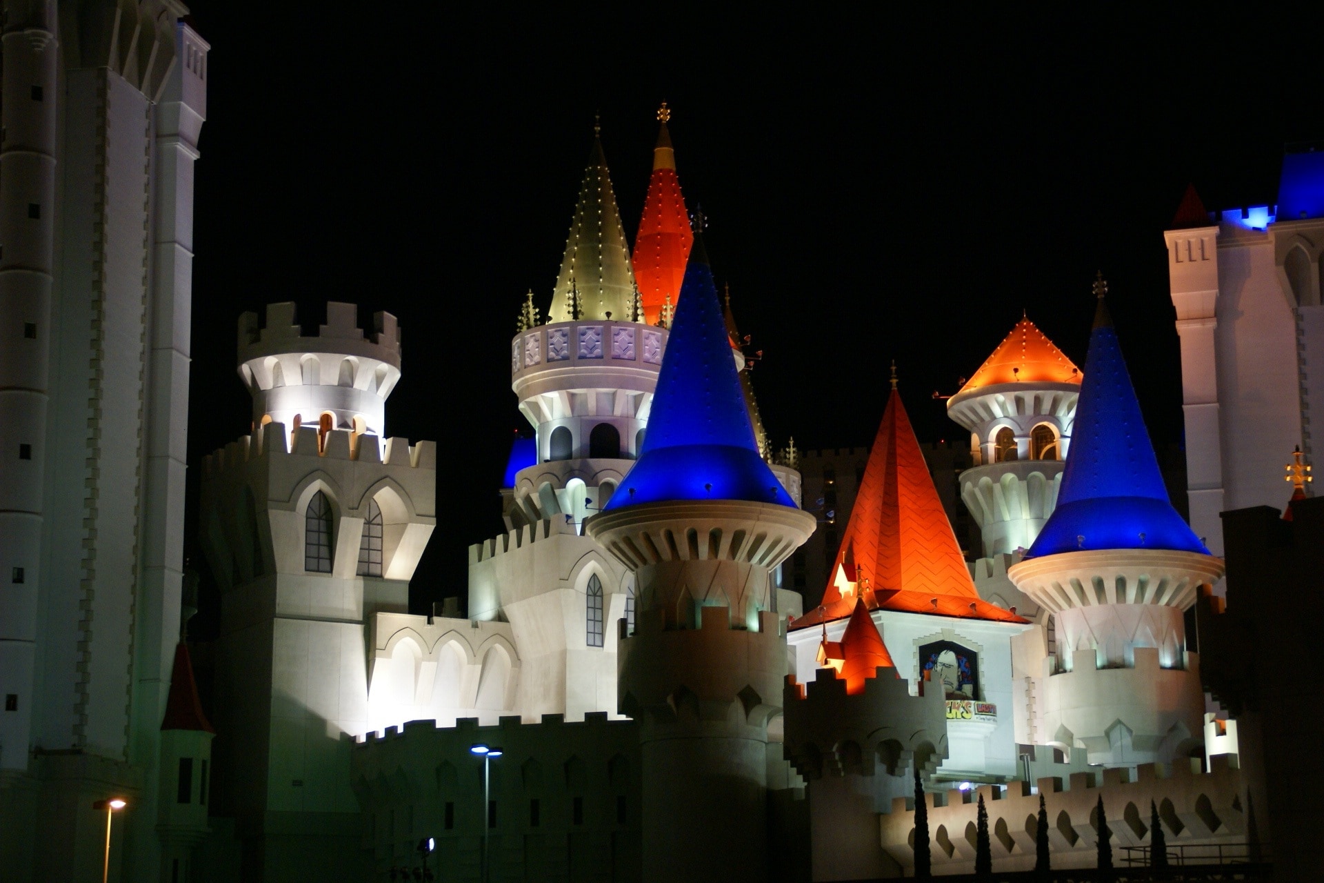 white multi color castle