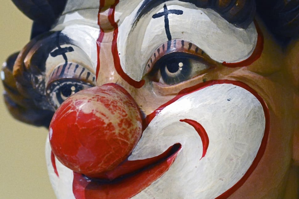 white red and blue clown face preview