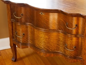 brown wooden 2 drawer chest thumbnail