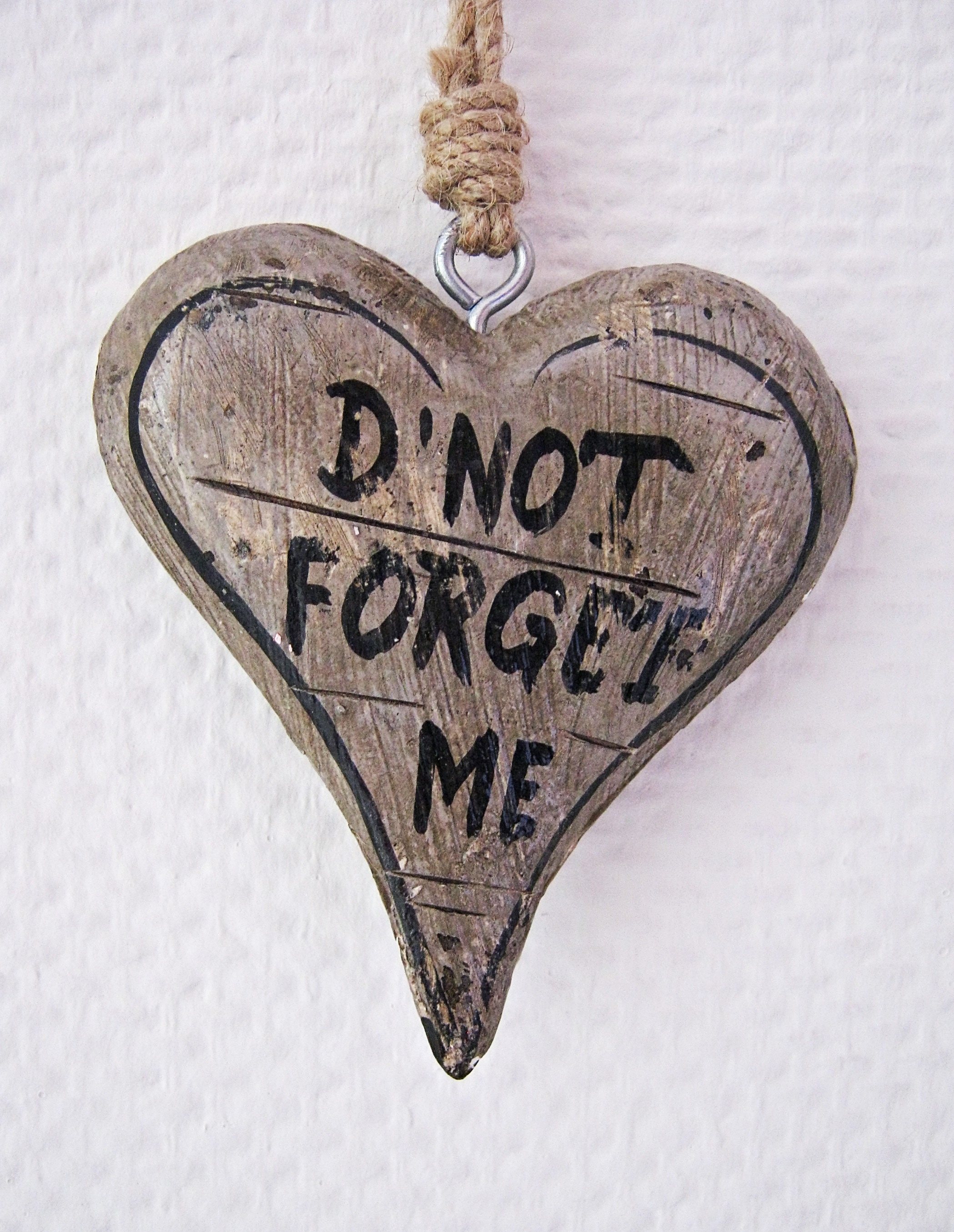 d'not forget me heart wooden pendant