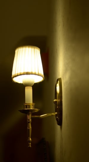 brass steel white shade sconce thumbnail