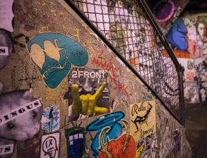 brown concrete stair with graffiti and stickers thumbnail