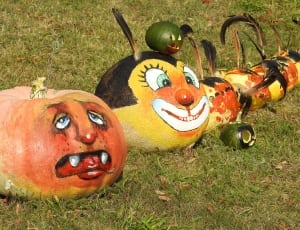 pumpkins and melons with clown faces thumbnail