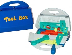 children's teal blue and red plastic toy thumbnail
