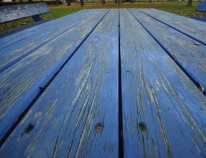 blue wooden rectangular table thumbnail