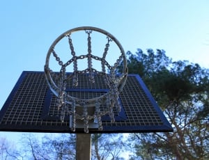 silver blue and black basketball hoop thumbnail
