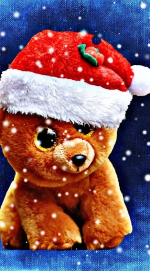 brown bear plush toy wearing santa hat illustration thumbnail