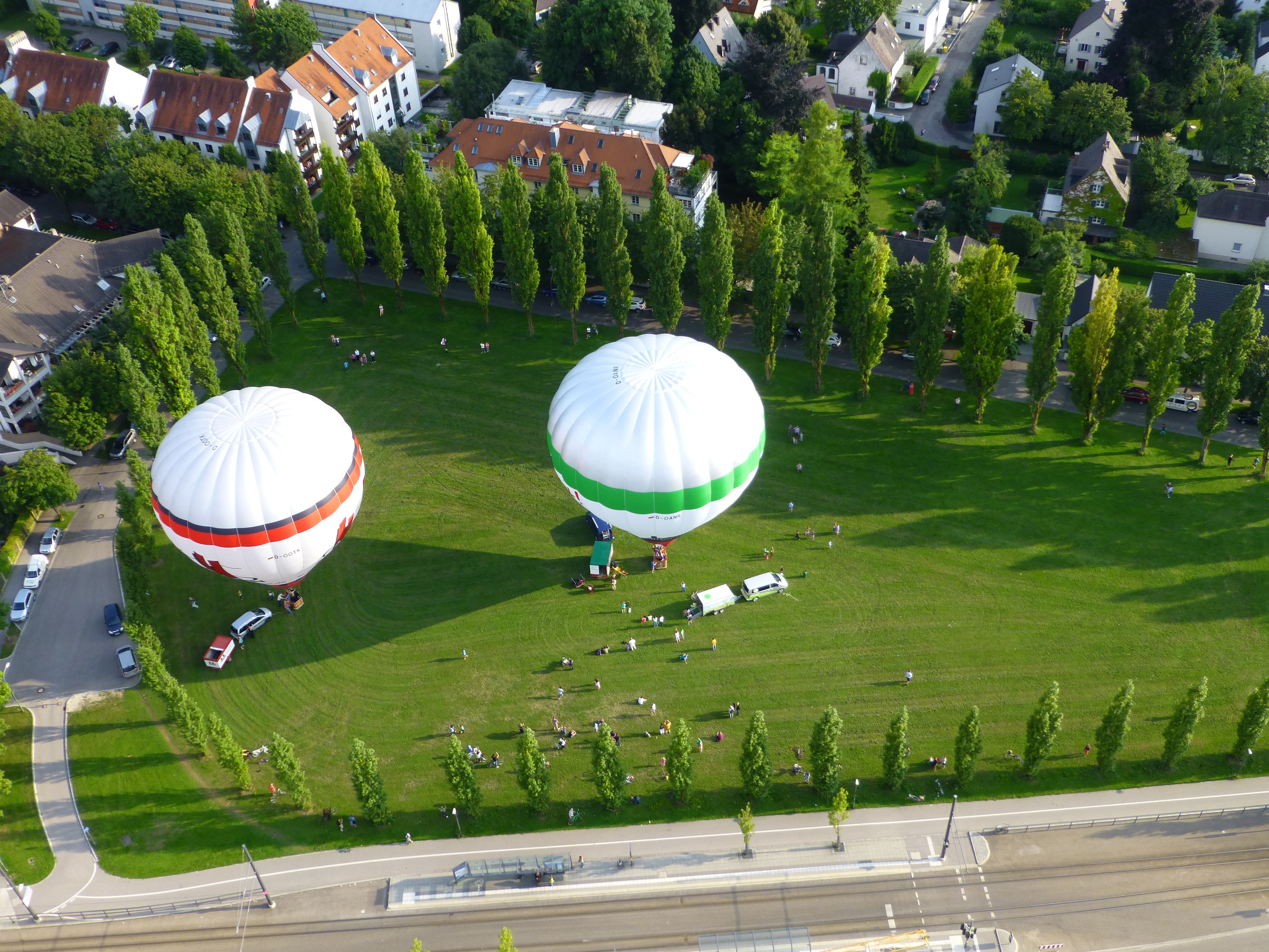 white and green hot air balloon