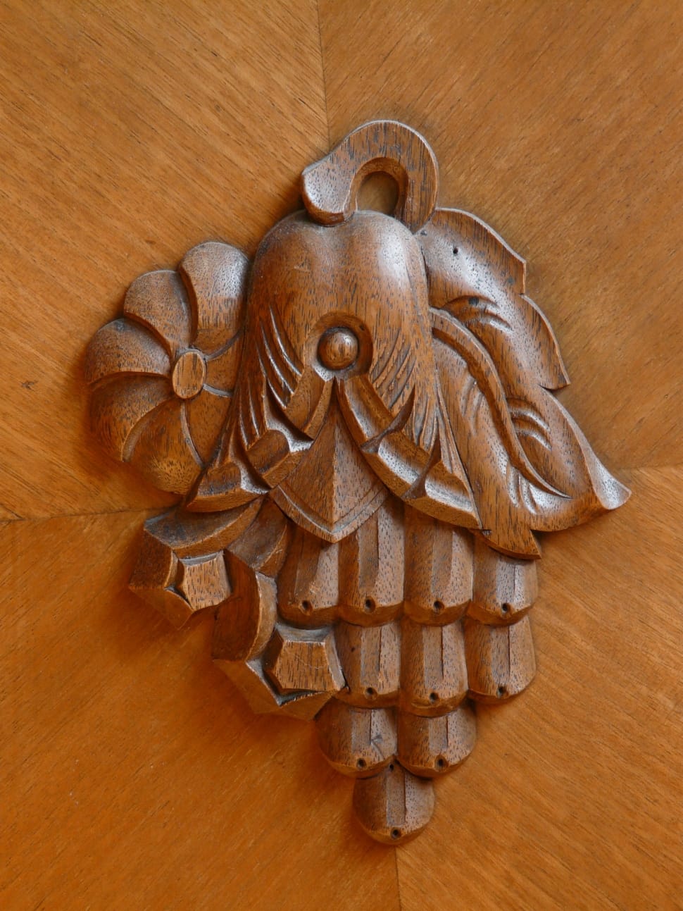 brown wooden bell engraved decor preview