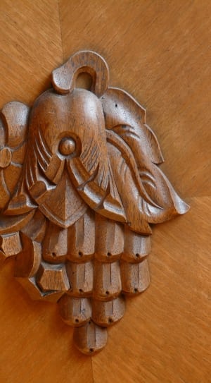 brown wooden bell engraved decor thumbnail