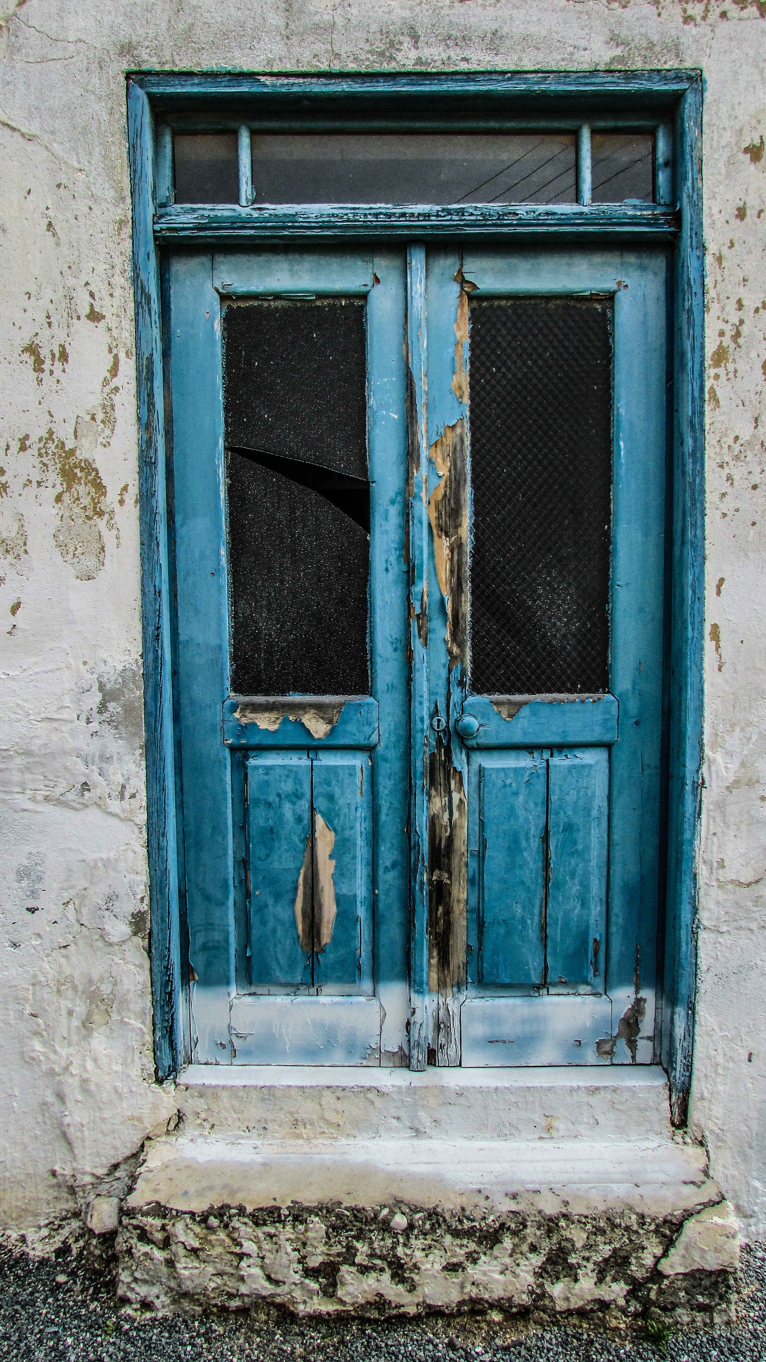 blue wooden door