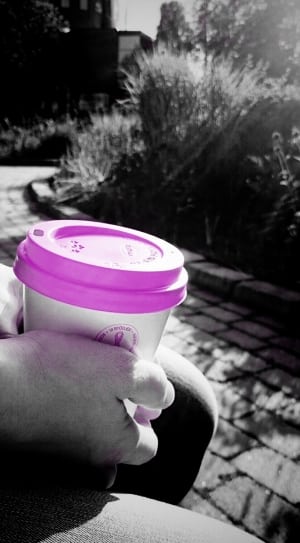 purple and white plastic cup thumbnail
