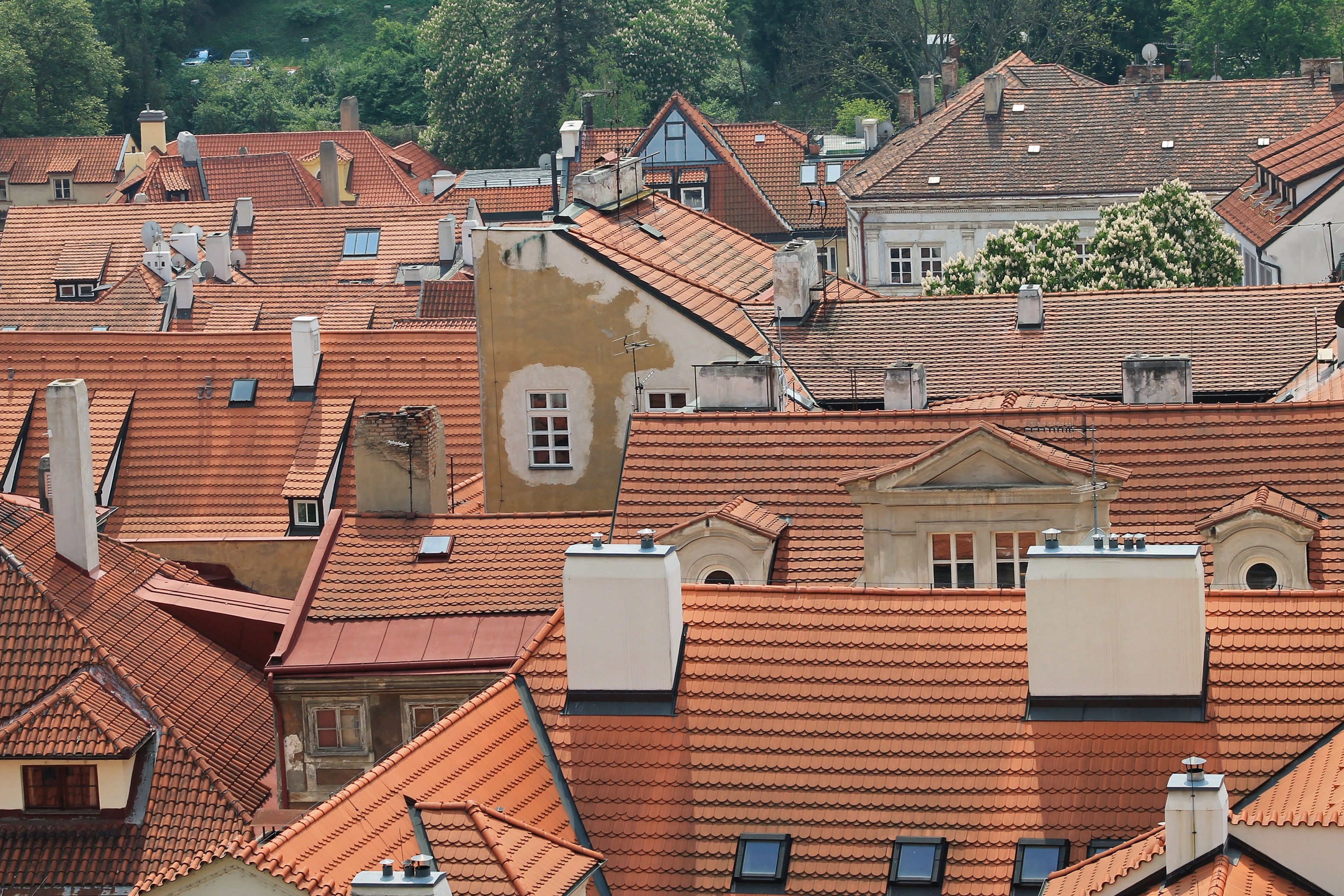orange houses aerial view at daytime