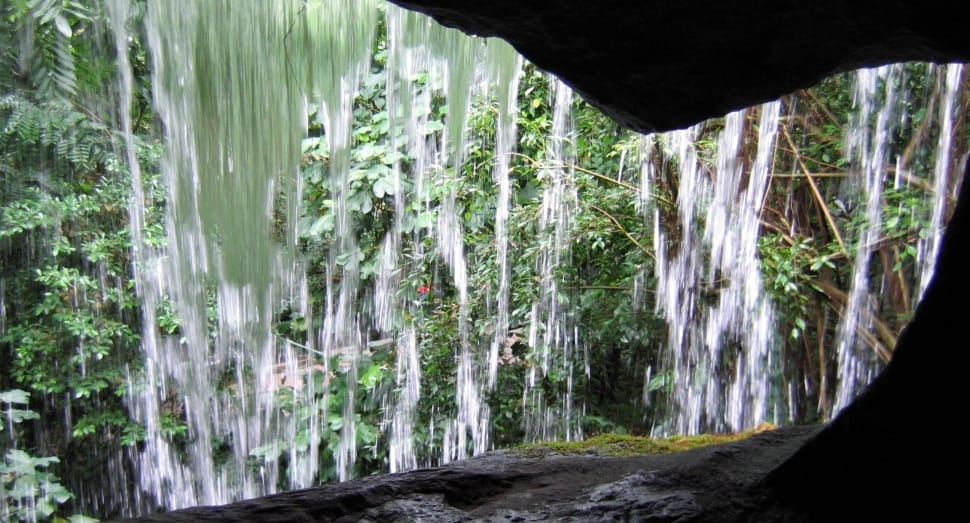 waterfall from inside of a cave preview