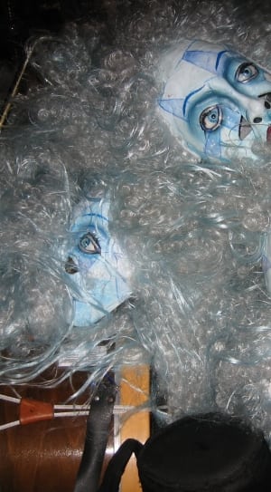 four white-and-blue mask with grey hair thumbnail