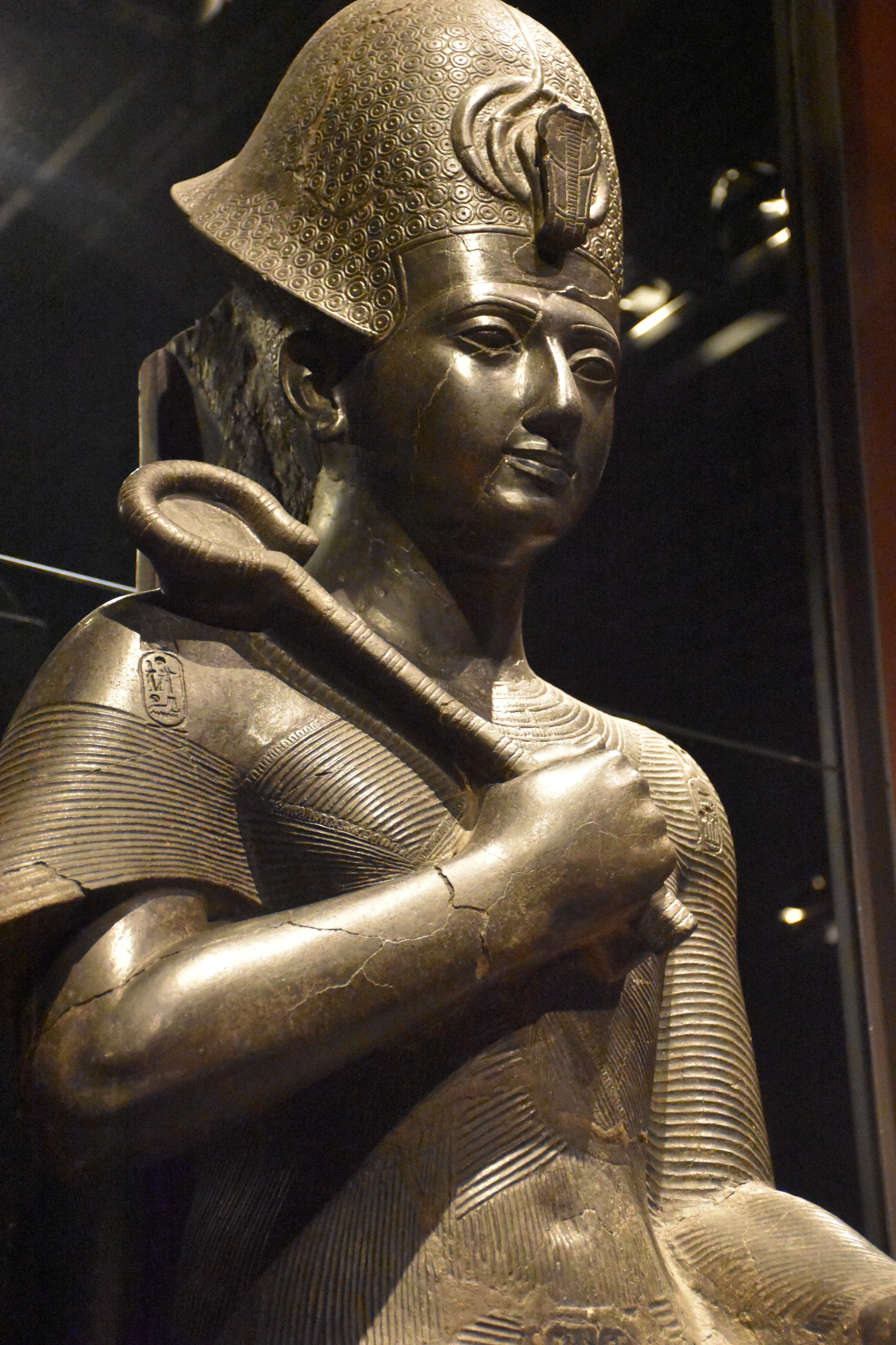 brown egyptian deity statur
