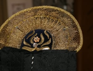 diamond studded gold decorative hand fan thumbnail