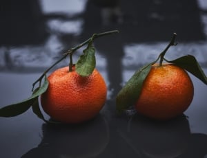 tilt shift lens photography of two oranges thumbnail