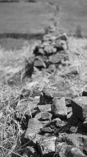 grayscale photo of rocks thumbnail