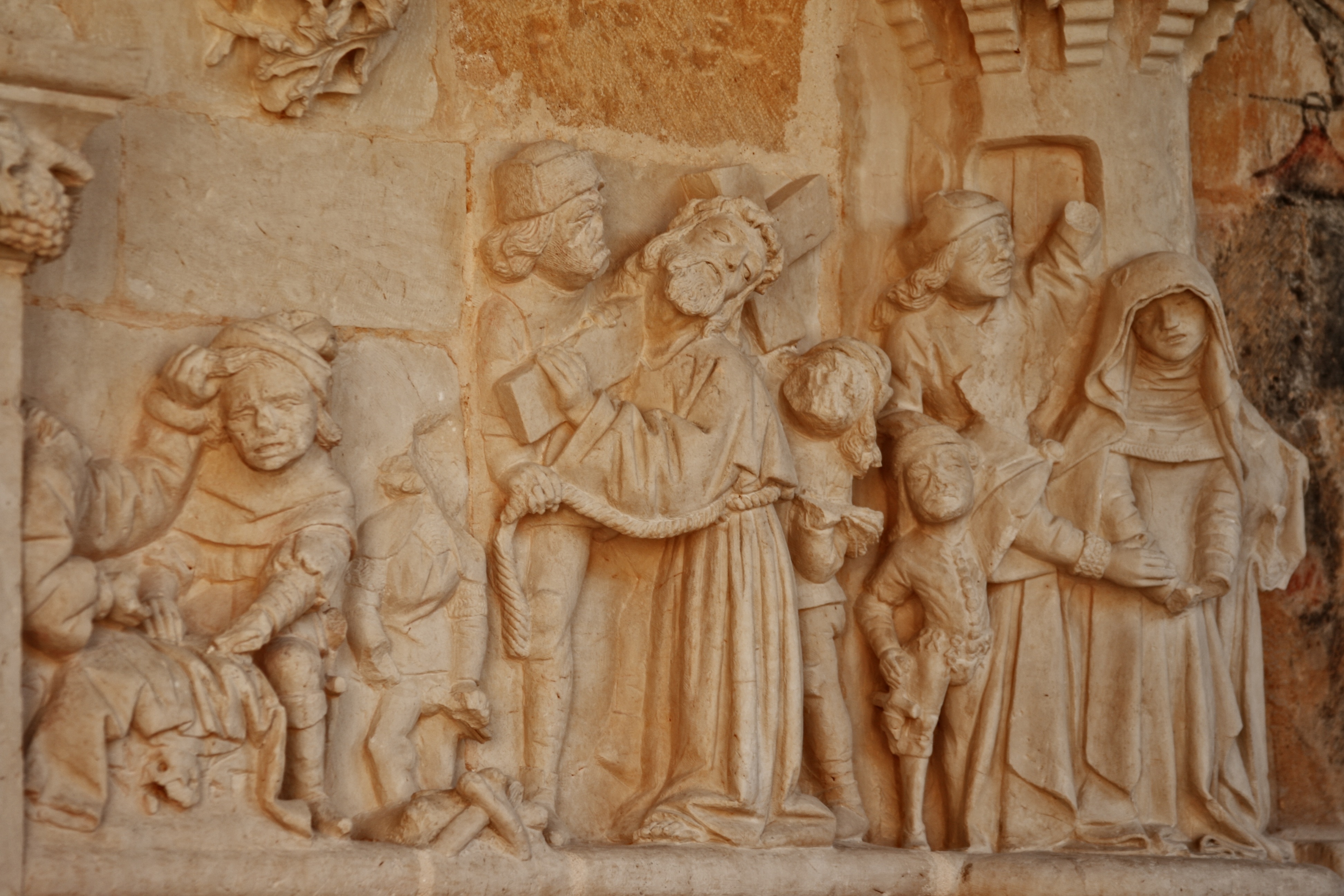 group of holy people bass relief