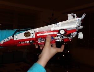 red and white lego flying vehicle thumbnail