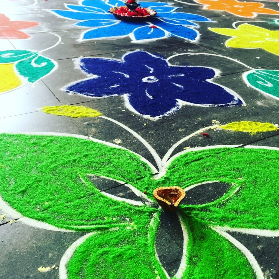 powder floor floral and butterflies art preview