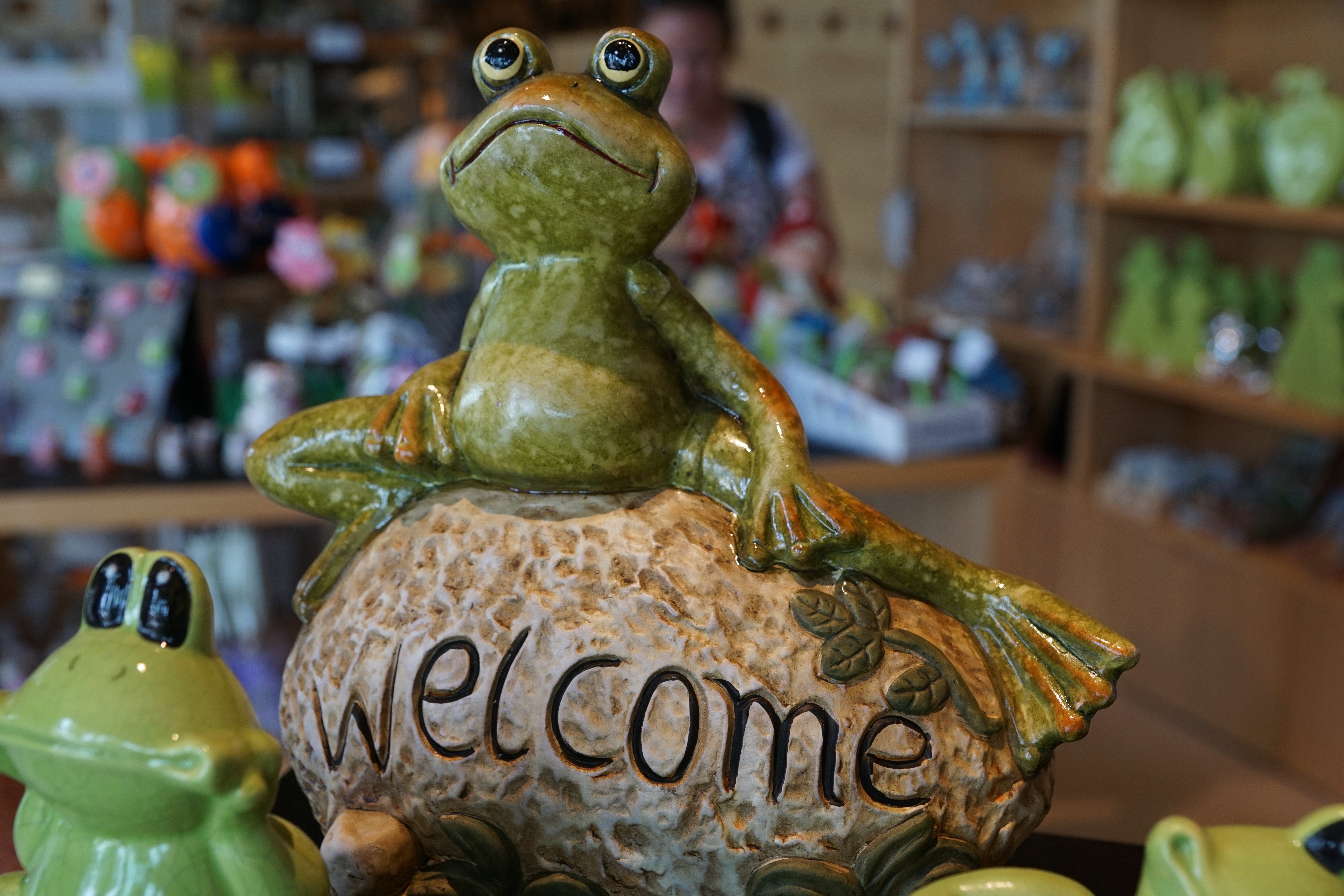 green frog figurine