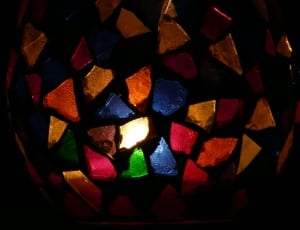 red blue and brown tiffany lamp thumbnail