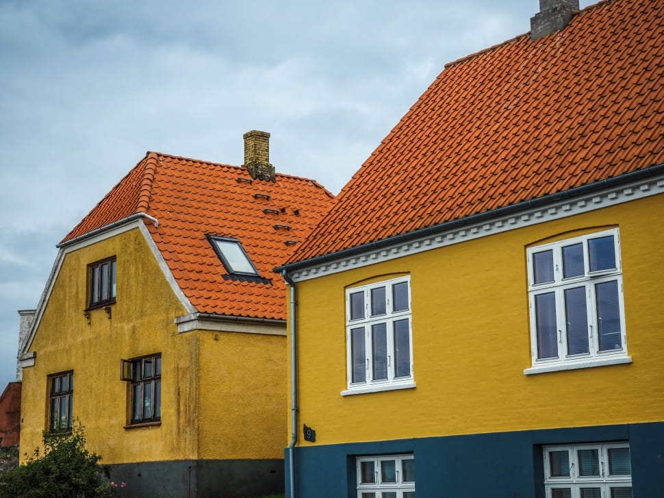 yellow and blue concrete houses preview