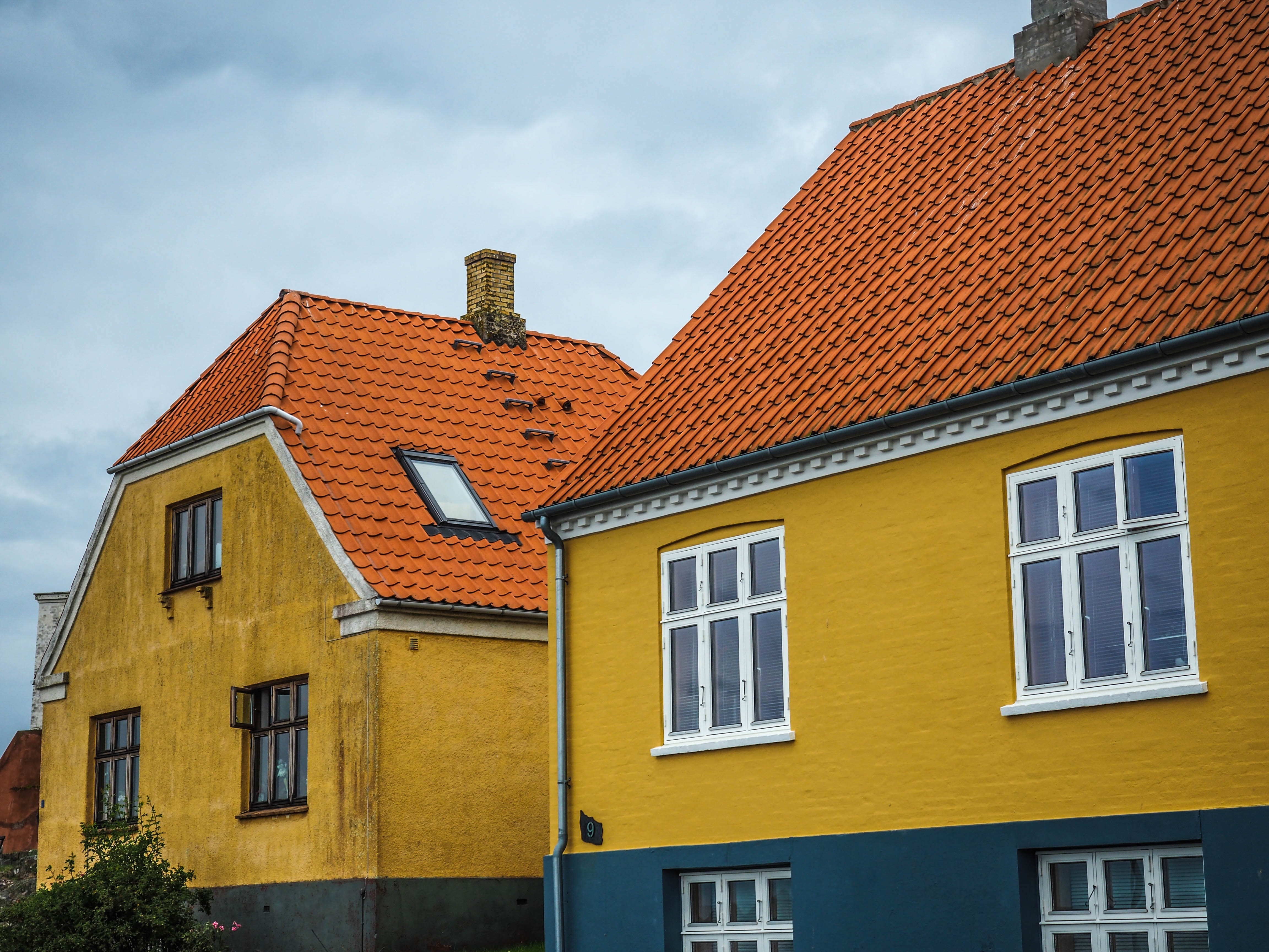 yellow and blue concrete houses