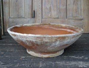 brown clay round bowl thumbnail
