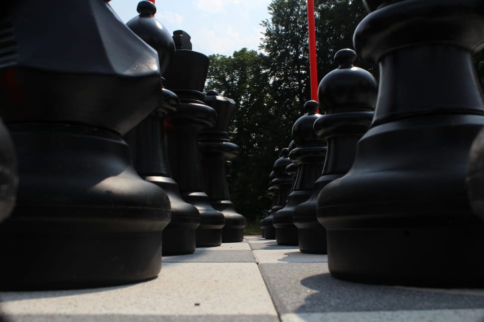 black wooden chess piece lot preview