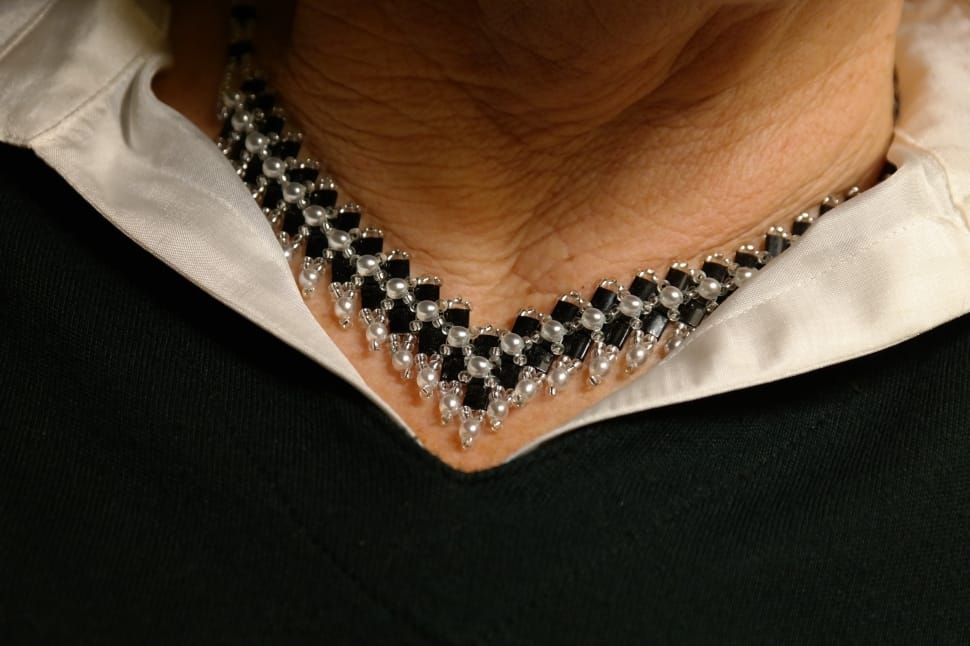 silver and onyx collar necklace preview