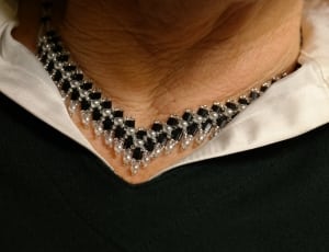 silver and onyx collar necklace thumbnail
