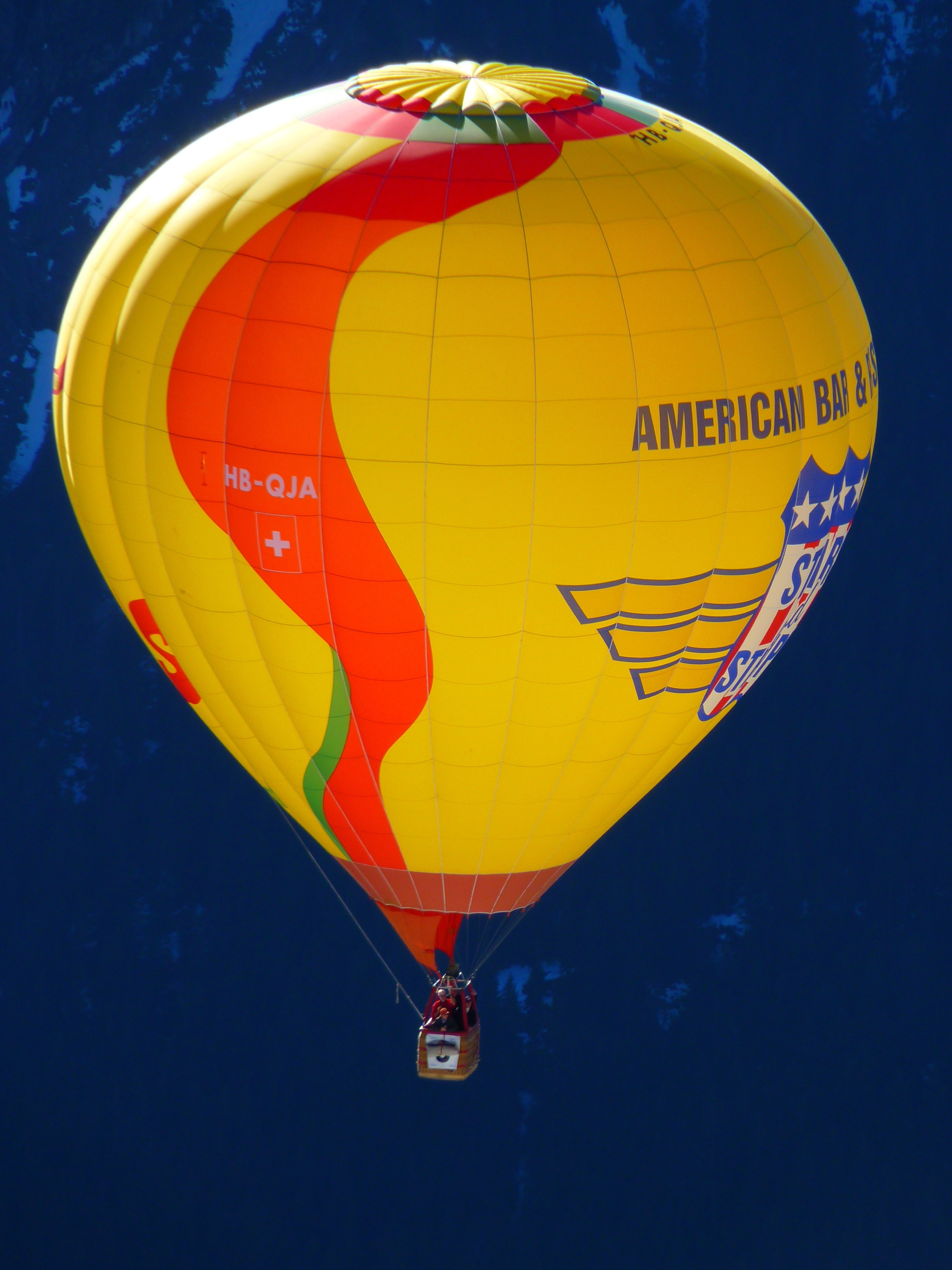 american yellow hot air balloon