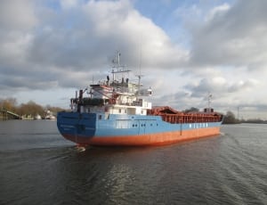 blue and orange metal cargo ship thumbnail