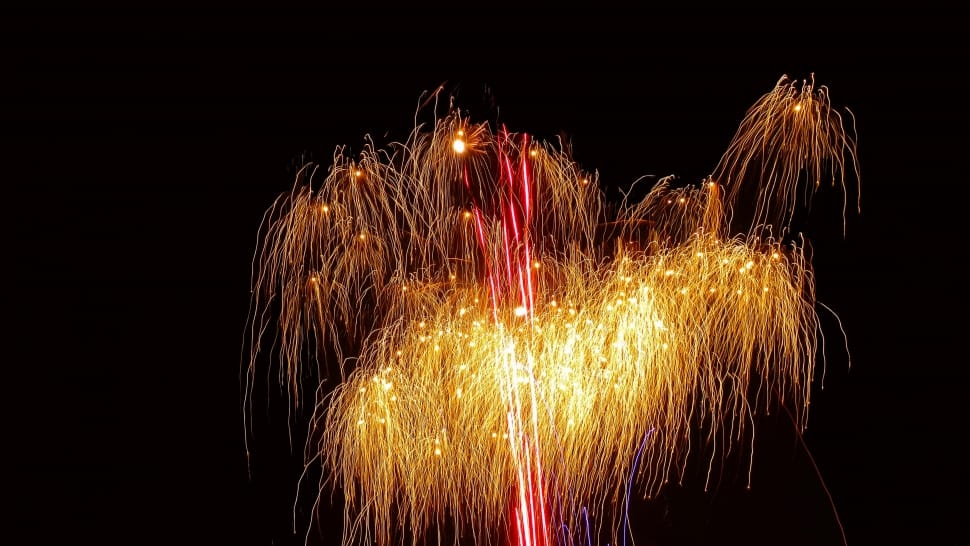 yellow fireworks with black background preview