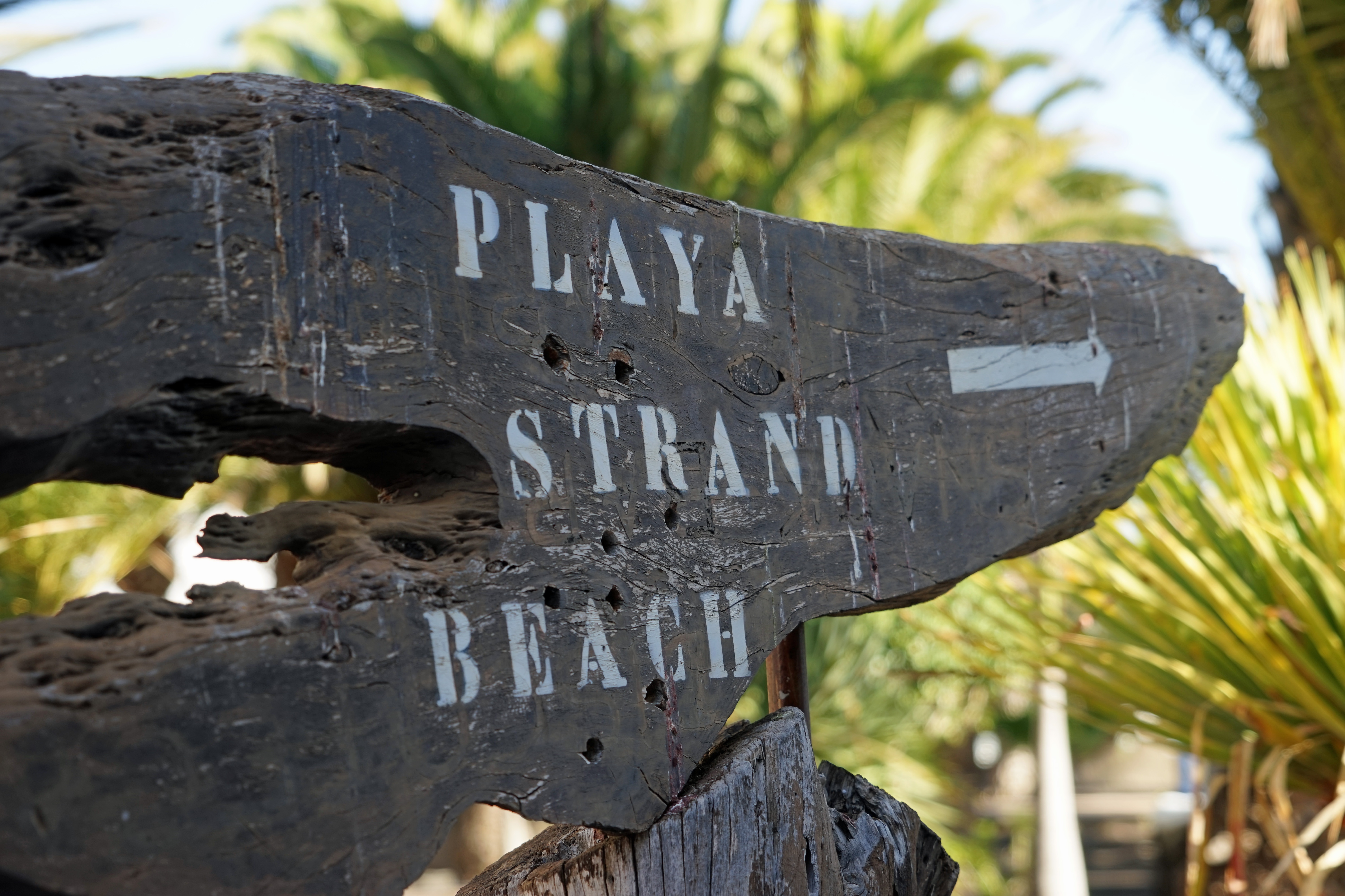 brown wooden playa strand beach signage