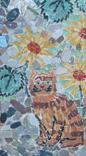 multicolored cat and flower mossaic thumbnail